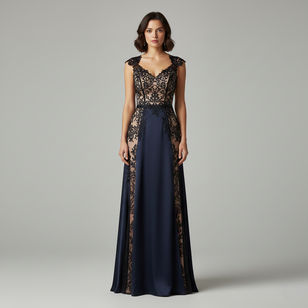 Kloey | Elegant Evening Dress with Lace Accents