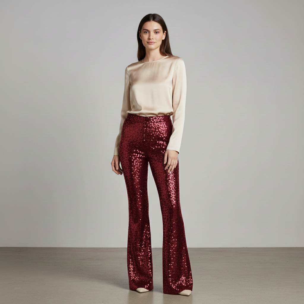 Adrianna | Women's Bell-Bottom Pants with Sequins | Party Clothes